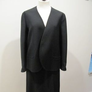 Vintage Pauline Trigere Black Wool Crepe Suit